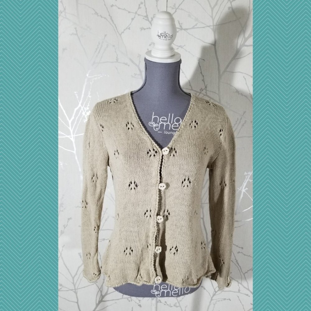 World Folk Art Imports Floral Eyelet Knit Cardigan